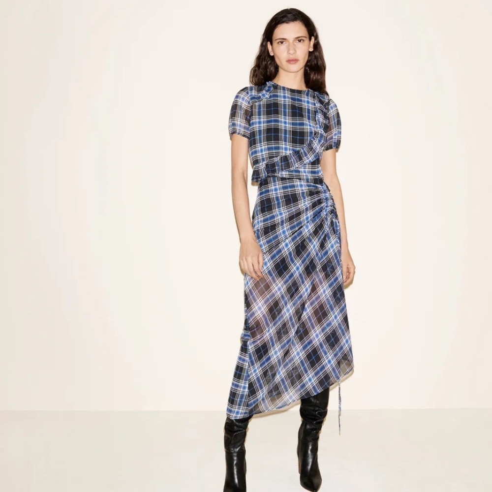 Maje Rancha Ruffled Ruched Dress